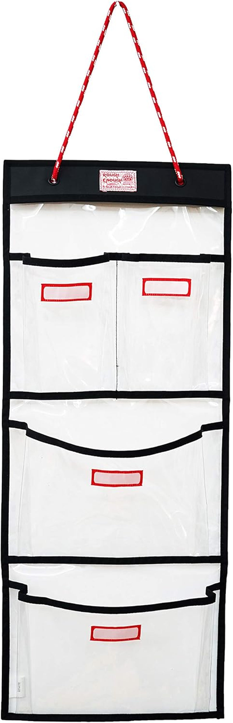 Rough Enough Locker Organizer Hanging Accessories Storage Organization with 4 Pockets for Work Door Gym Wall Clear PVC