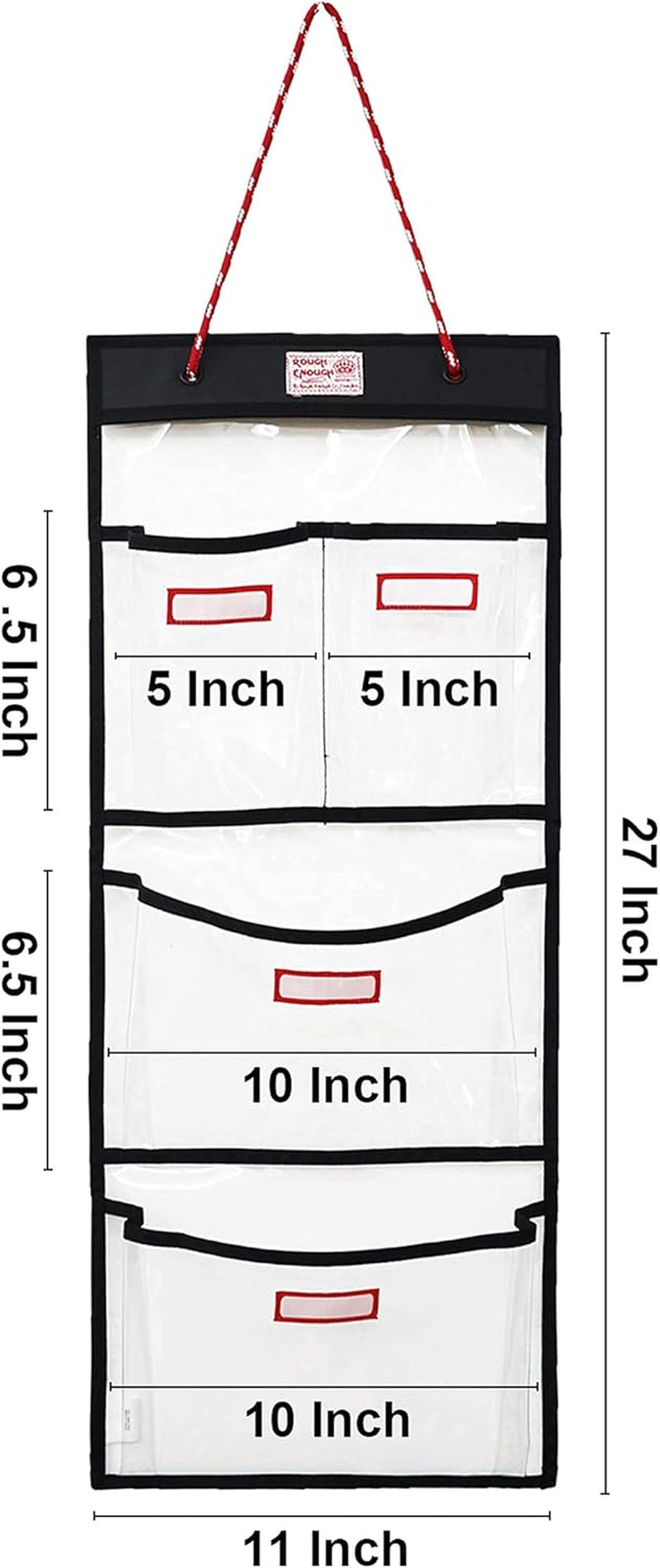 Rough Enough Locker Organizer Hanging Accessories Storage Organization with 4 Pockets for Work Door Gym Wall Clear PVC