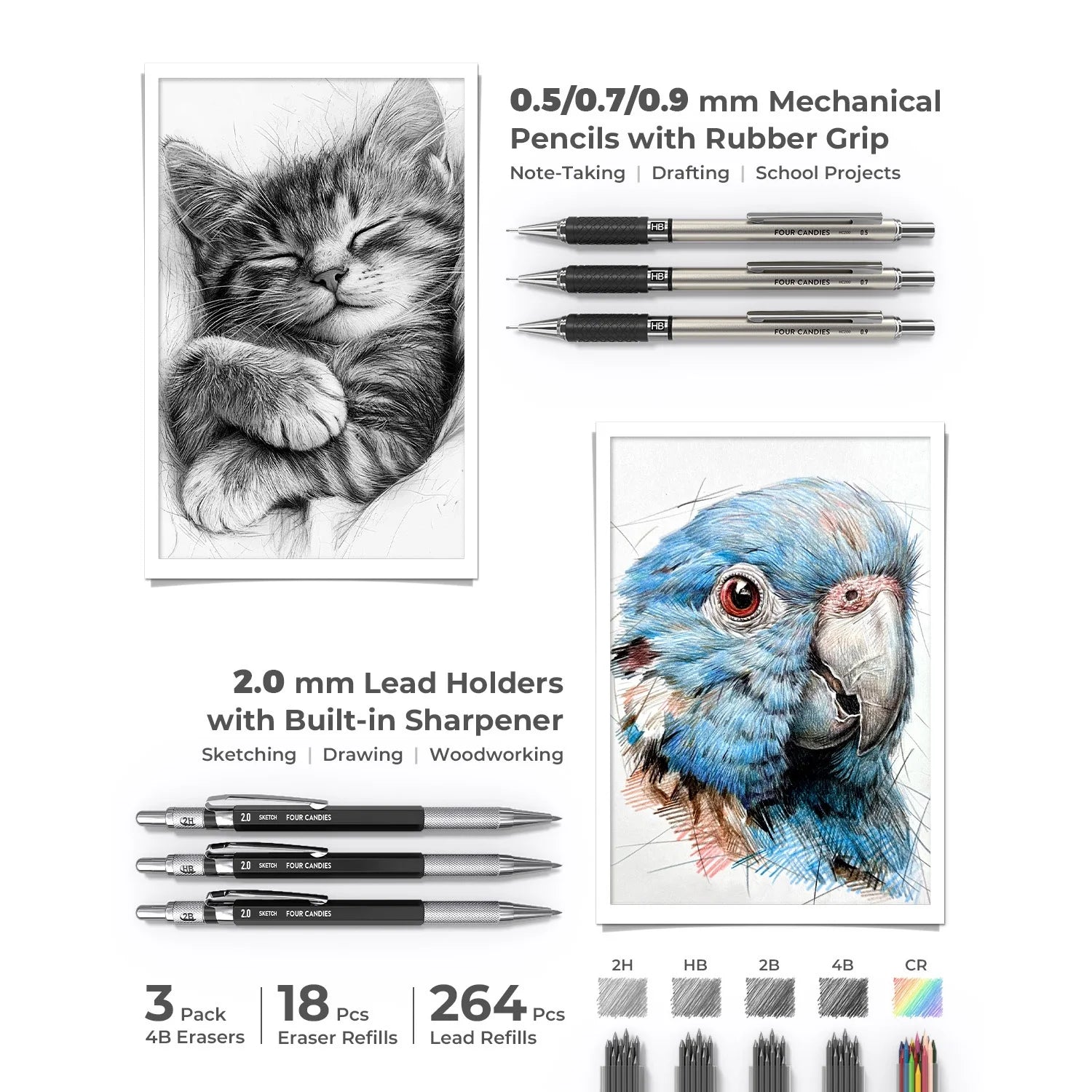 45 PCS Office Supplies with Pen Case, 6 Gel Pens, 6 Art Mechanical Pencil Set, 12 Highlighters for College Essentials Office Stationery (Black)