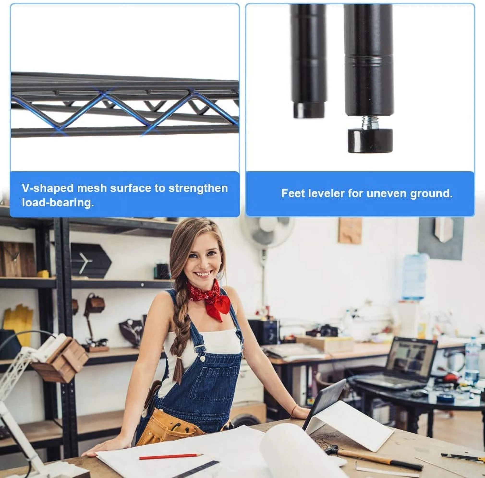 5 Tier Wire Shelving Unit 1250Lb Capacity Black