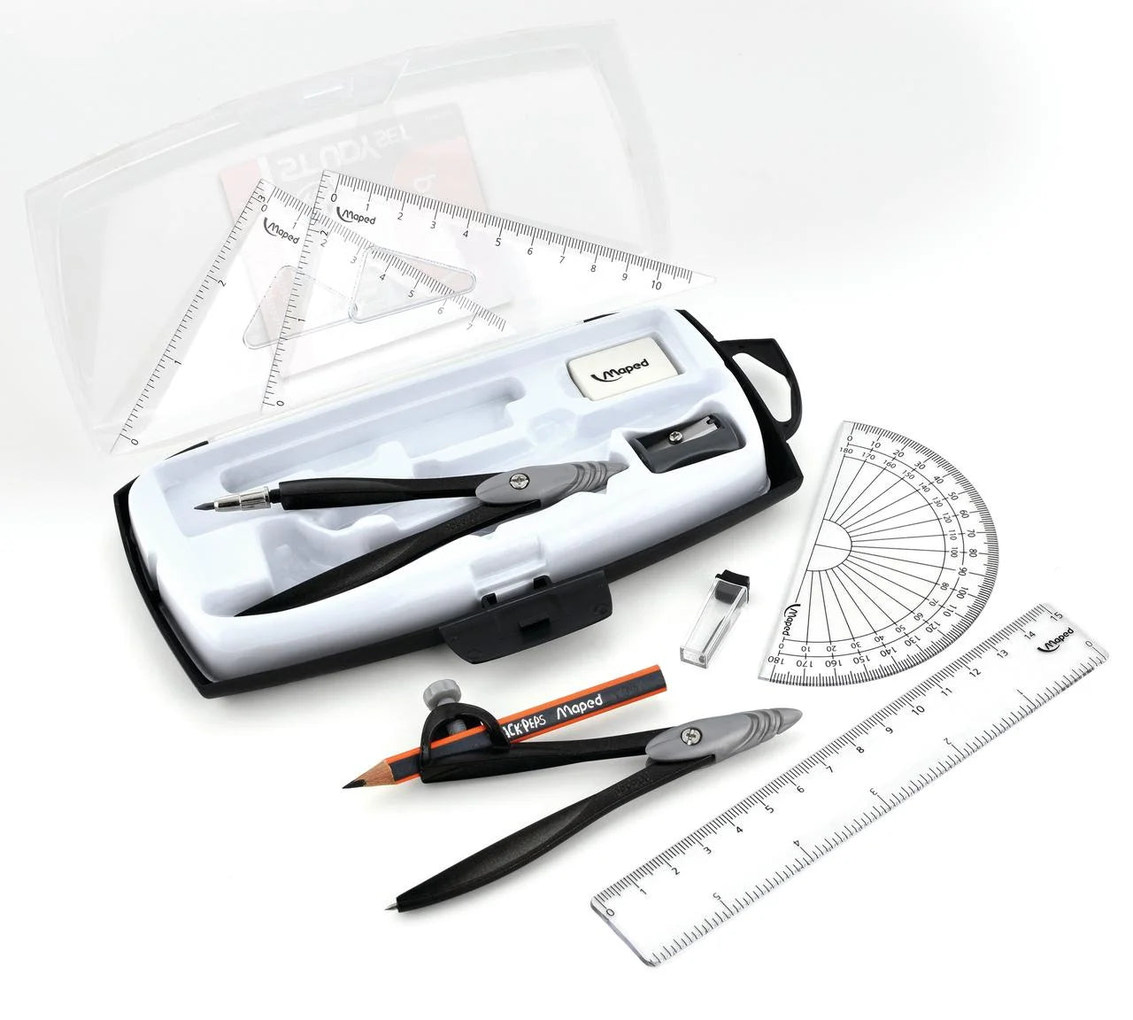 Geometry Set, 10-Piece, Metal Compass & Measuring Tools for Students