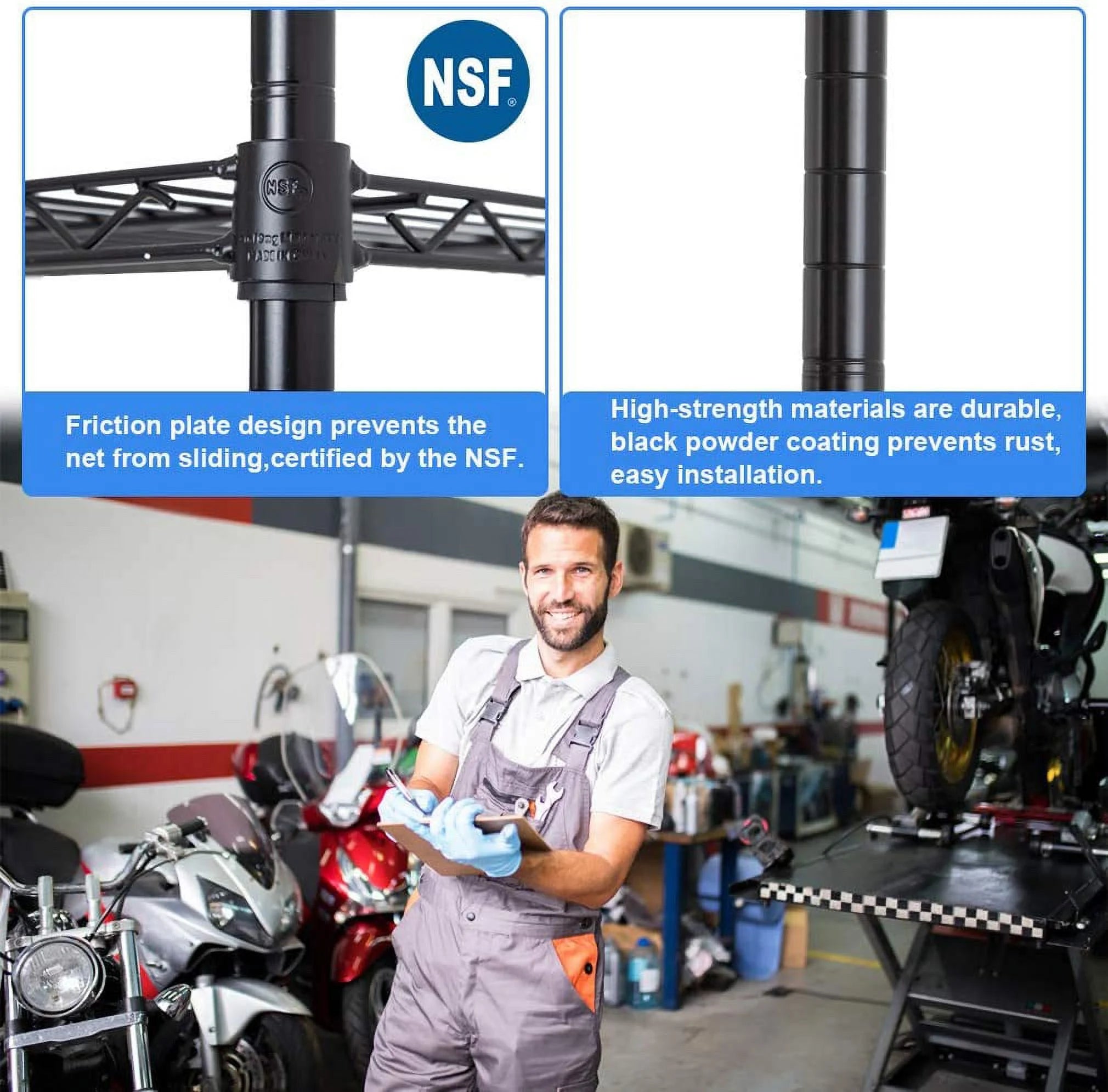 5 Tier Wire Shelving Unit 1250Lb Capacity Black