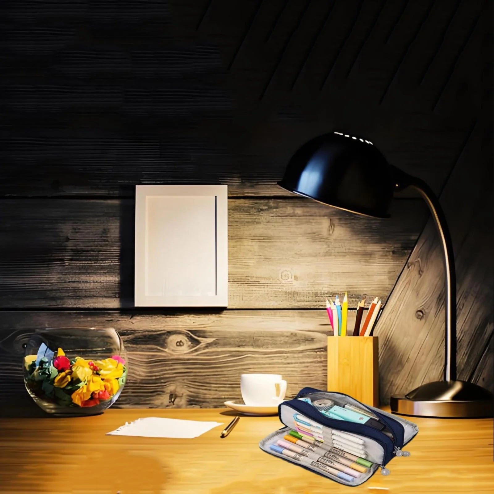 Pencil Case Large Capacity Pencil Pouch, Multi-Layer Aesthetic Pen Bag, Sturdy Multifunctional Pencil Bag, Pencil Box, Black