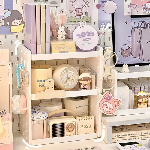 1Pc Multi-Functional 3-Tier Desktop Organizer, Desktop Shelf, Hole Board, Pen Holder Office Desk Organizer, Desk Desk Organizer