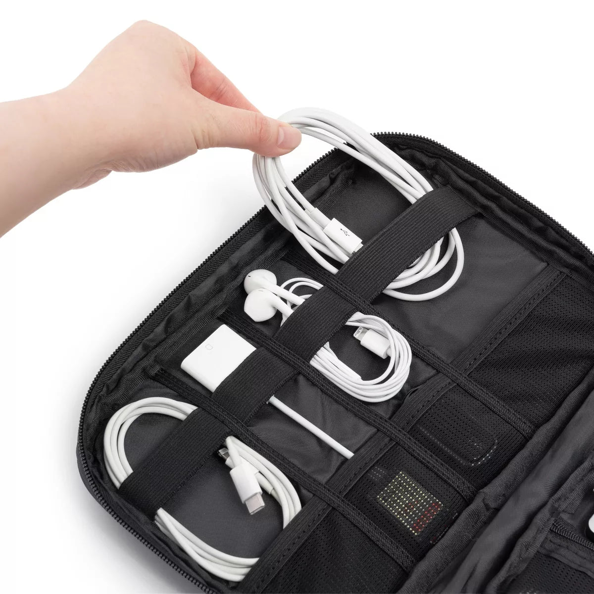 PAVILIA Soft Electronic Organizer Travel Case, Medium Cable Tech Storage Pouch Cord Bag, Charger Accessories Essentials