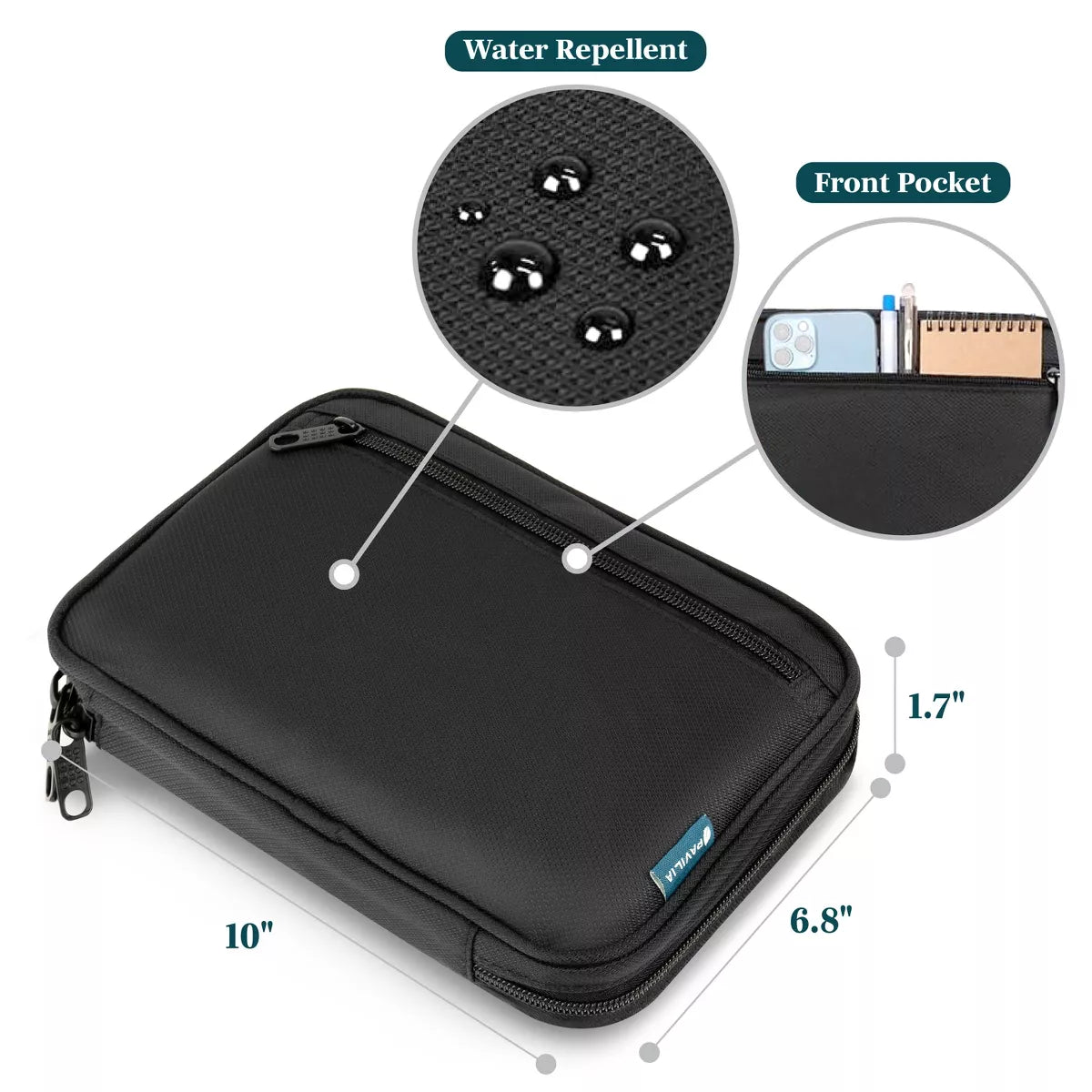 PAVILIA Soft Electronic Organizer Travel Case, Medium Cable Tech Storage Pouch Cord Bag, Charger Accessories Essentials